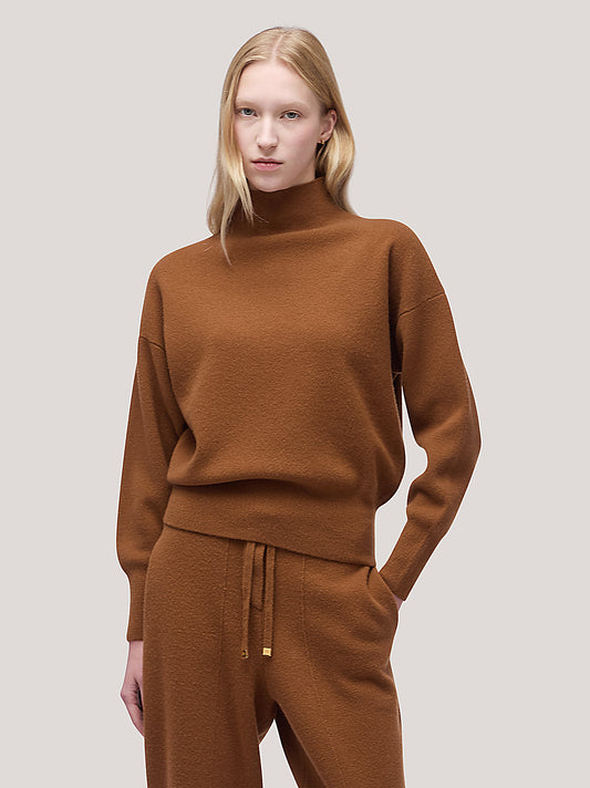 Women's high-neck, long-sleeved sweater, Milan stitch - Women's high-neck, long-sleeved sweater, Milan stitch alt - 002