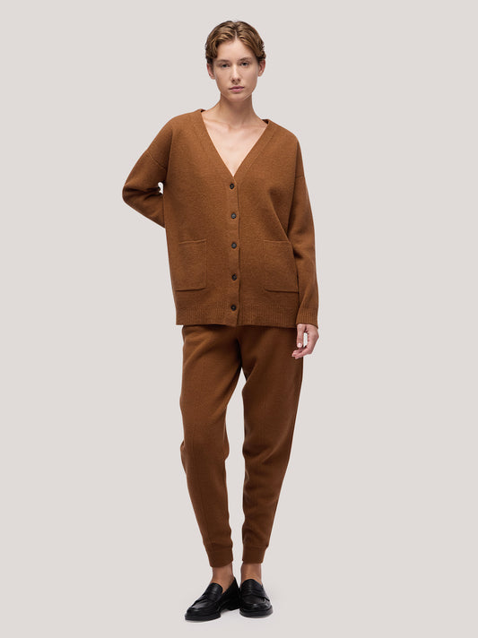 Maglia cardigan donna con tasche, manica lunga, punto milano dakar 250r13_fw25-7_j37dak