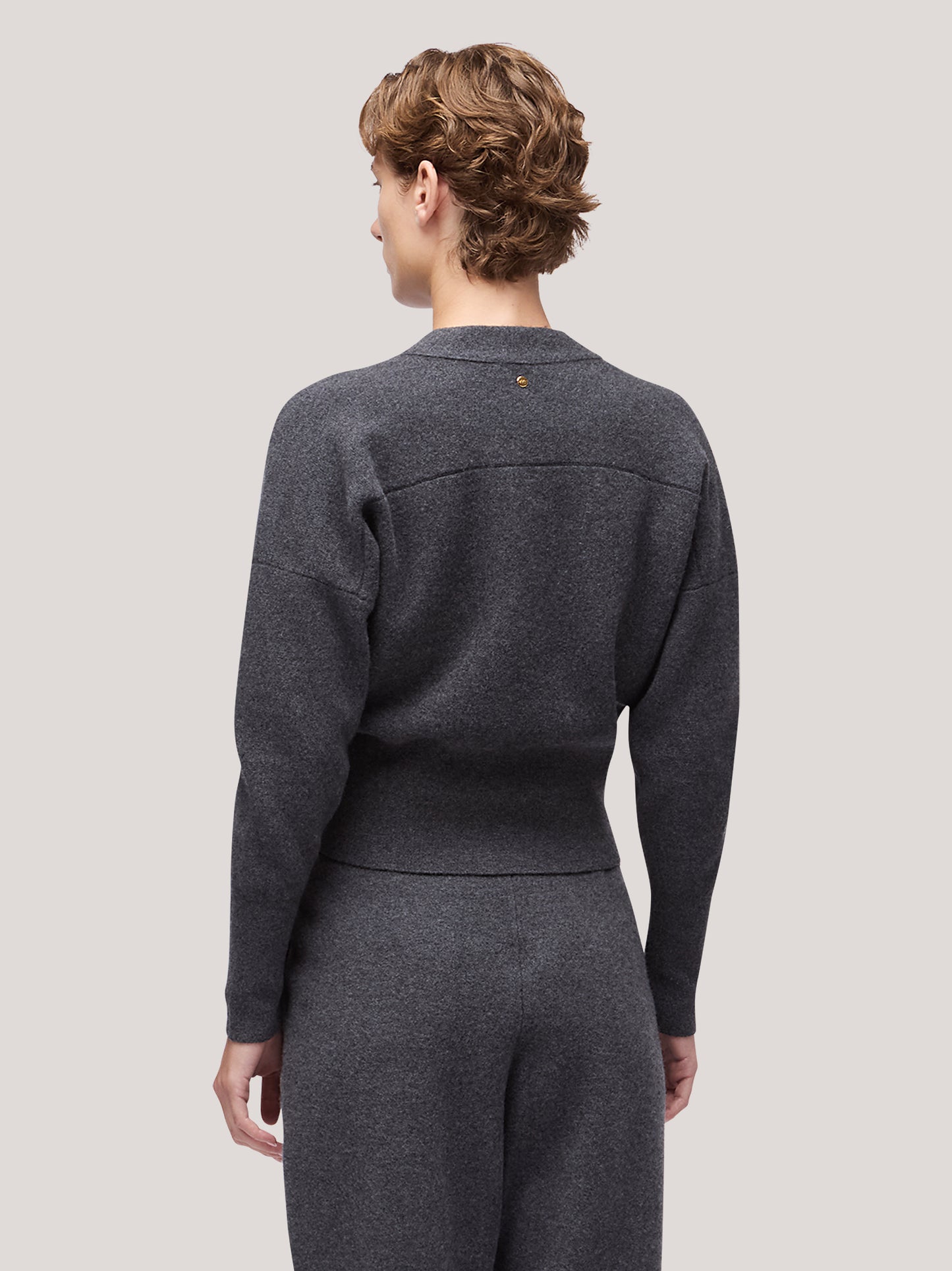 Women's long-sleeved cardigan sweater, Milan stitch coal 250r14_fw25-7_a70car 68147002704198