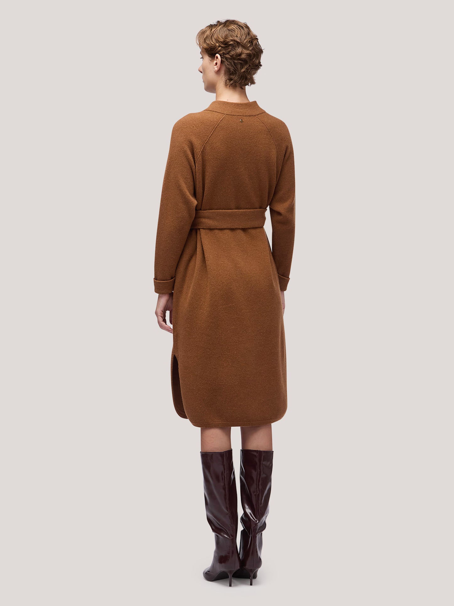 Women's long smock sweater with pockets and belt, Milano stitch dakar 250r17_fw25-7_j37dak 68146940739910