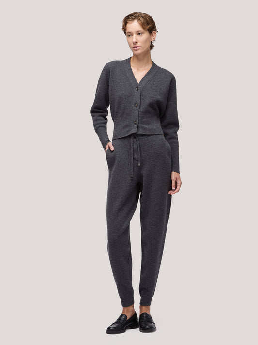 Pantalone donna punto milano carbone 250r21_fw25-7_a70car