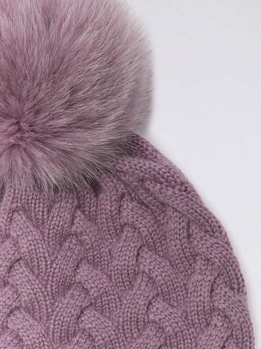 Cuffia a trecce con pon pon in volpe - Cuffia a trecce con pon pon in volpe alt - 002