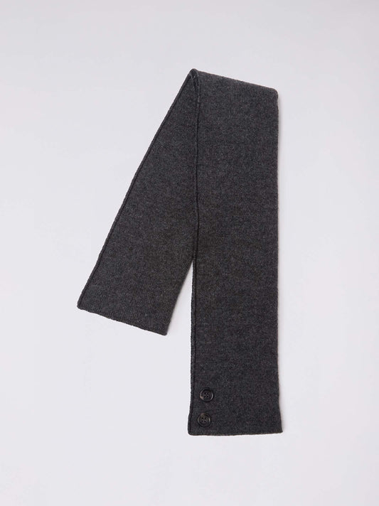 Sciarpa scaldacollo bicolore con asola e bottoni - Sciarpa scaldacollo bicolore con asola e bottoni alt - 002