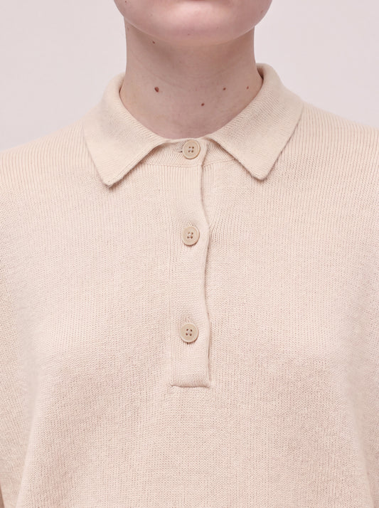 Long-sleeve brushed polo sweater - Long-sleeve brushed polo sweater alt - 002
