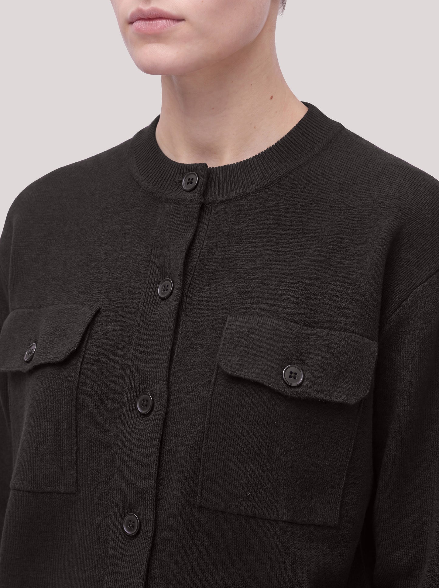 Cardigan girocollo in Punto Milano black 260r17_fw26-7_096bla 74751605047622