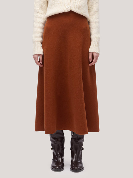 Long flared skirt in Milano stitch knit - Long flared skirt in Milano stitch knit alt - 002