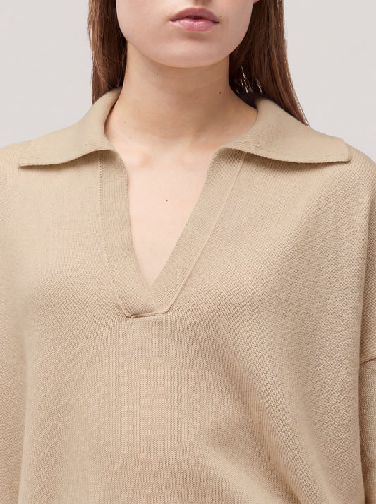 Maglia polo senza bottoni manica lunga, Essential Lana Cashmere - Maglia polo senza bottoni manica lunga, Essential Lana Cashmere alt - 002