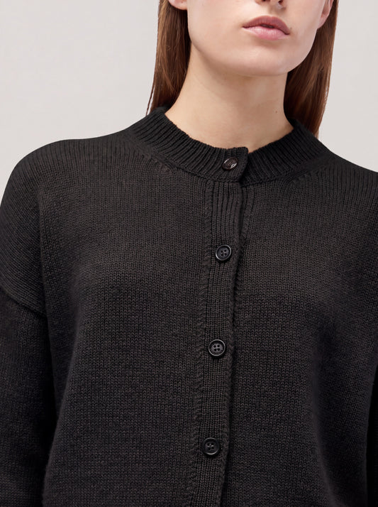 Cardigan girocollo manica lunga, Essential Lana Cashmere - Cardigan girocollo manica lunga, Essential Lana Cashmere alt - 002