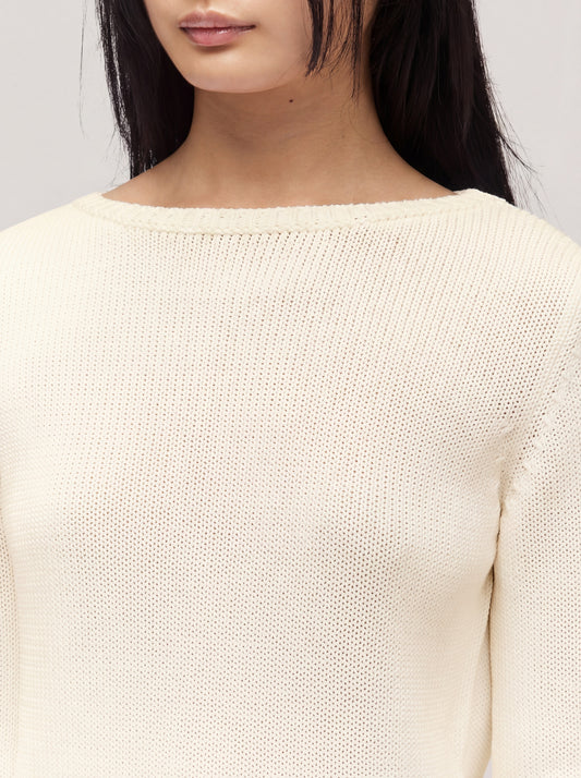 Cotton boat neck sweater, long sleeves - Cotton boat neck sweater, long sleeves alt - 002