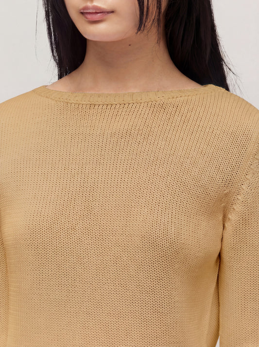 Cotton boat neck sweater, long sleeves - Cotton boat neck sweater, long sleeves alt - 002
