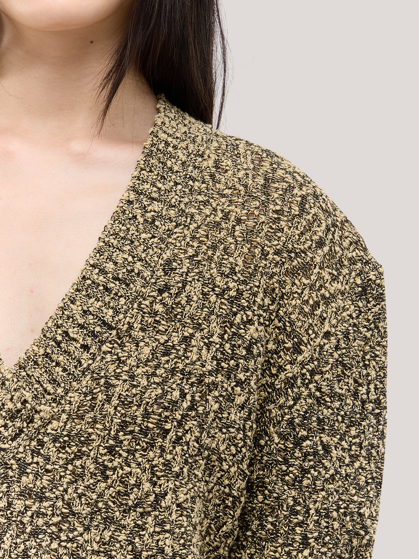 Maglia scollo V ampio in punto pizzo sable 260w20_ss262a_310sab 72835712581958