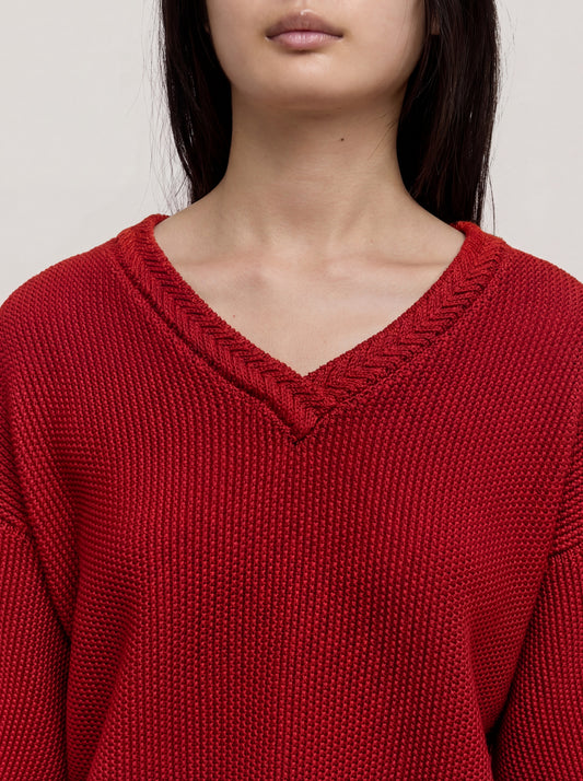Maglia ampia scollo a V in punto riso - Maglia ampia scollo a V in punto riso alt - 002