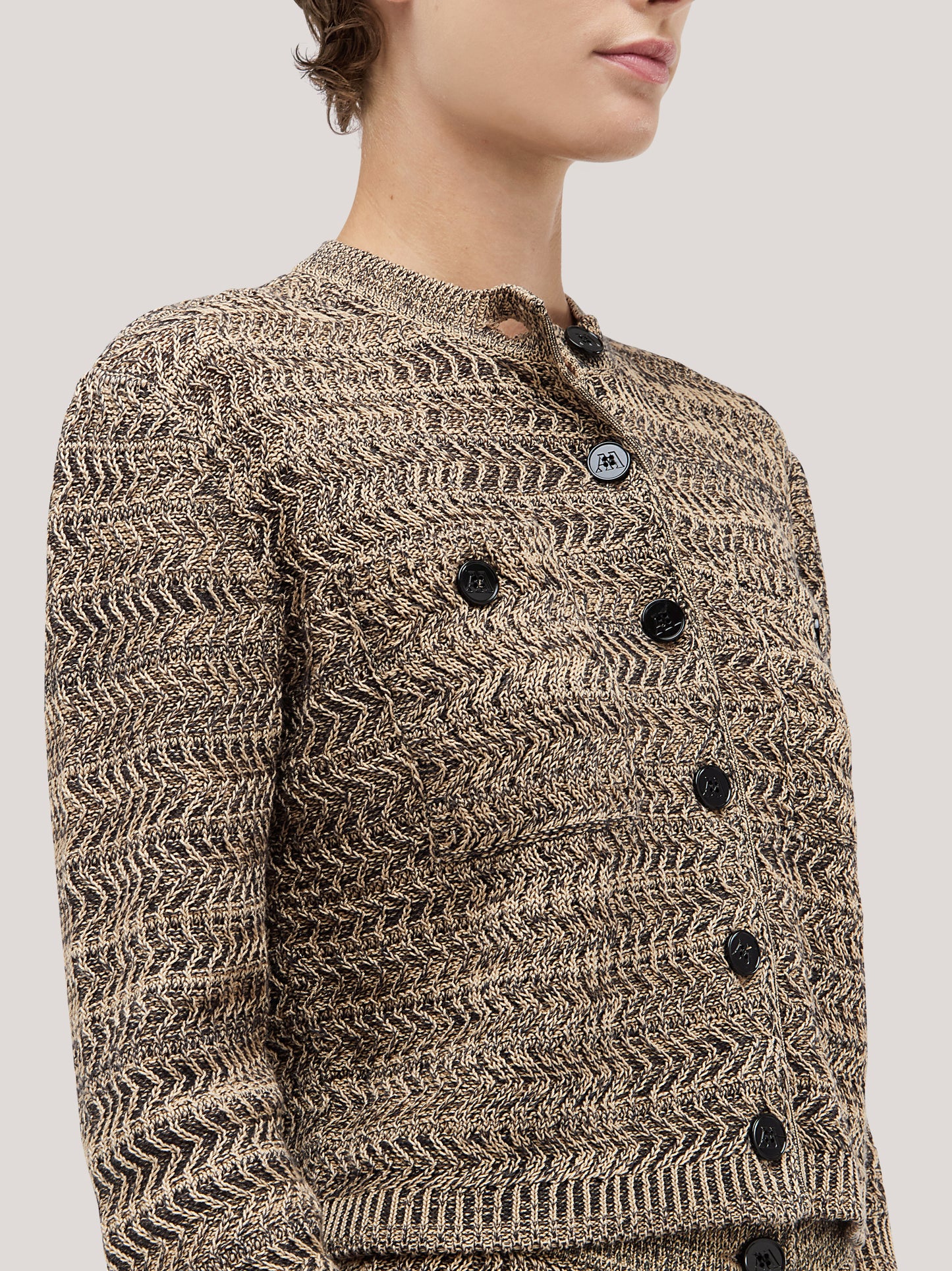 Cardigan con tasche, lavorazione chevron beige variante unica 260w71_ss26ch_291bei 71695571517766