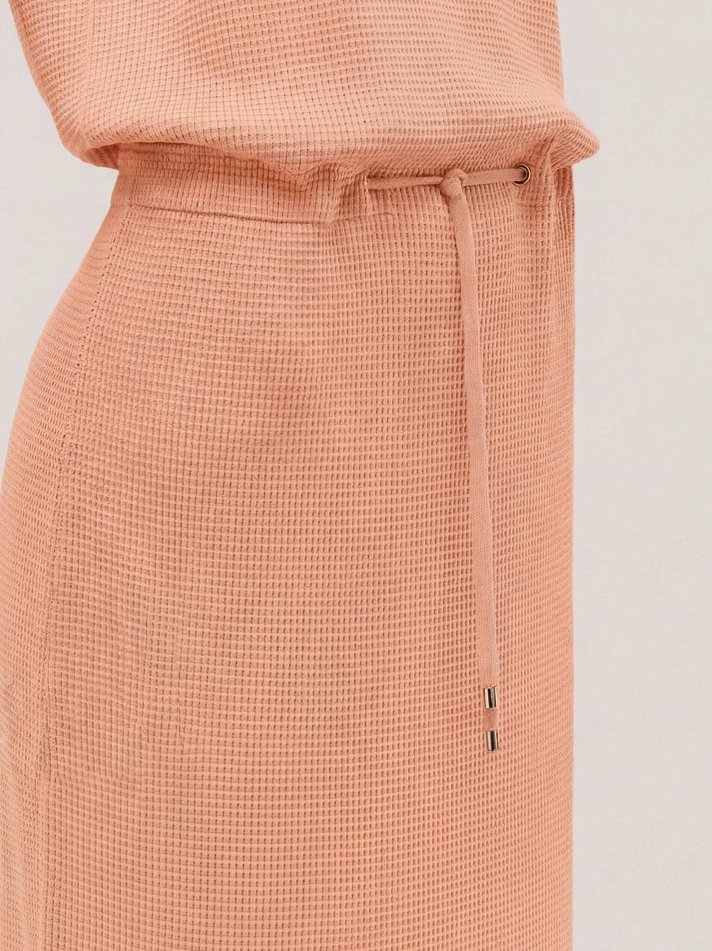 Sleeveless dress with waist drawstring, Rodier stitch sour 260z31_ss264a_888sou 71770546635078