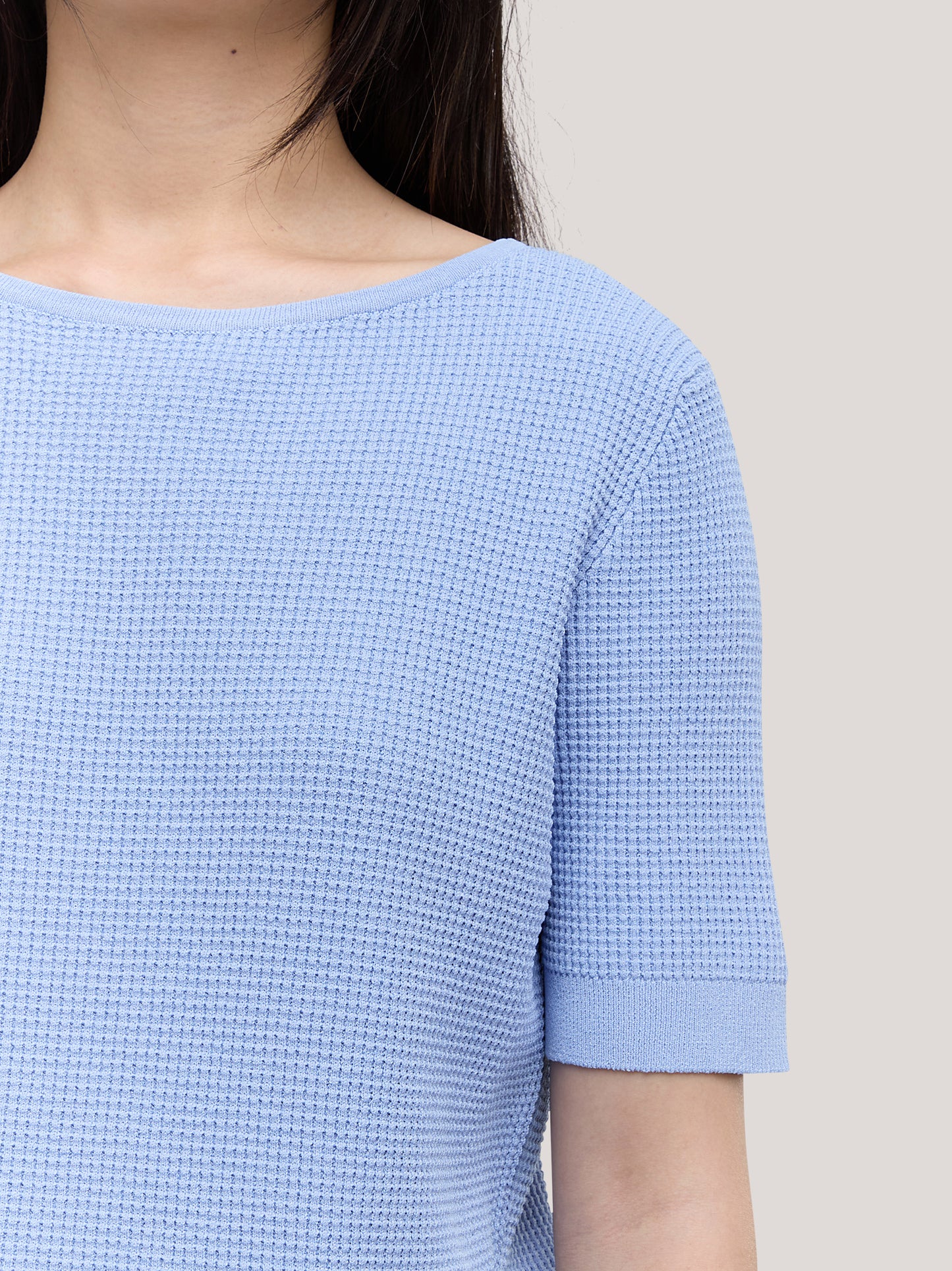 Maglia barchetta con manica corta, punto rodier light blue 260z41_ss264a_j33lbl 71771005780294