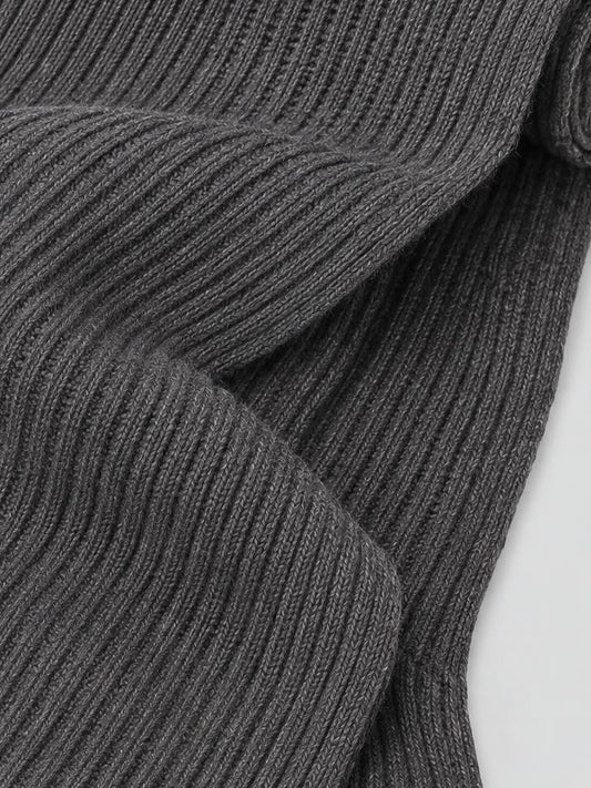 Sciarpa in puro cashmere a coste inglesi - Sciarpa in puro cashmere a coste inglesi alt - 002