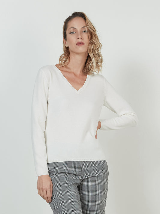 Cashmere V-neck sweater bianco nat 550782_rcapi_217218
