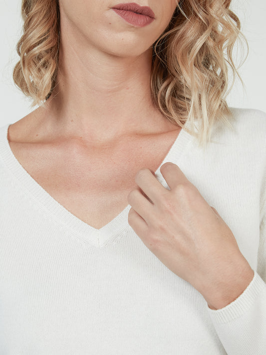 Cashmere V-neck sweater - Cashmere V-neck sweater alt - 002