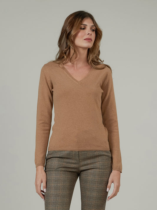 Cashmere V-neck sweater biscotto 550782_rcapi_846846
