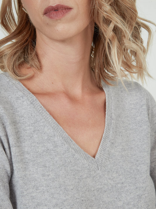 Cashmere V-neck sweater - Cashmere V-neck sweater alt - 002