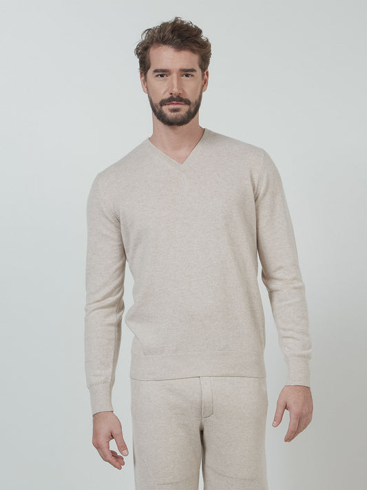 Cashmere V-neck sweater cremino mel 55k071_rcapi_908908