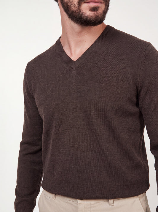 Men's V-neck cashmere sweater - Men's V-neck cashmere sweater alt - 002
