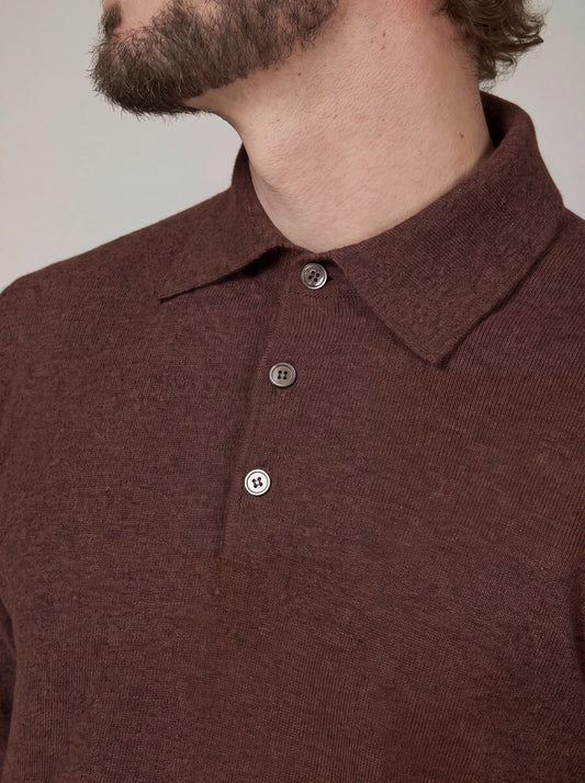 Maglia polo in cashmere con bottoni - Maglia polo in cashmere con bottoni alt - 002
