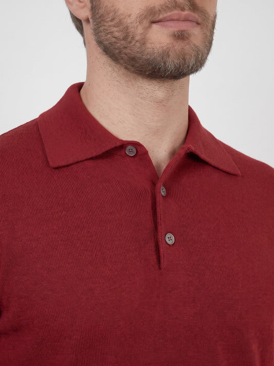 Maglia polo in cashmere con bottoni - Maglia polo in cashmere con bottoni alt - 002