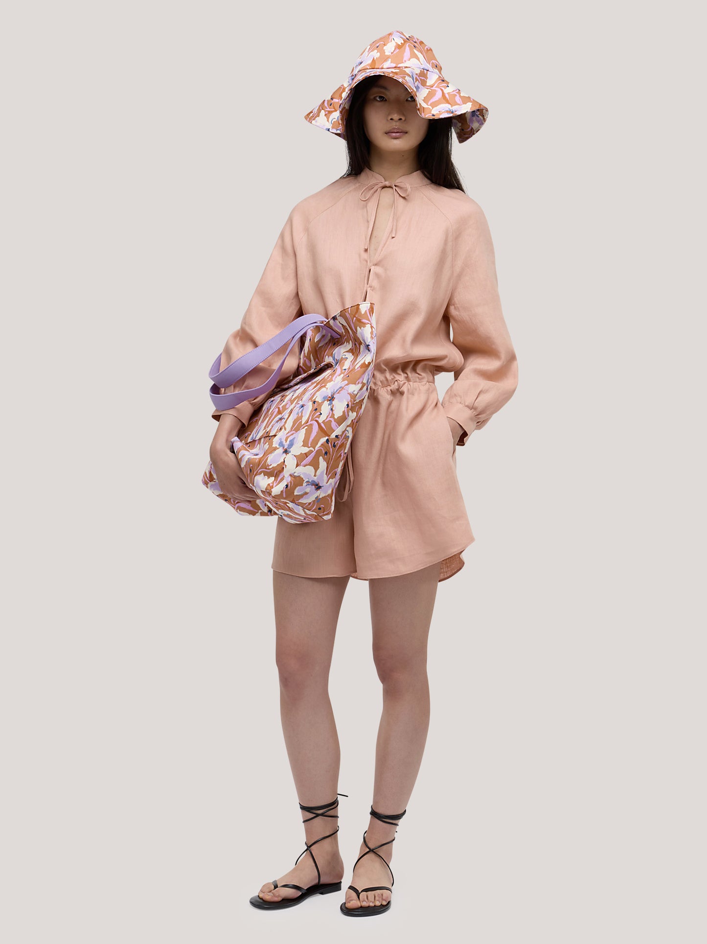 Borsa tote in fantasia orchidea pesca/lilla bor015_s2613a_tpesli 71817995157830