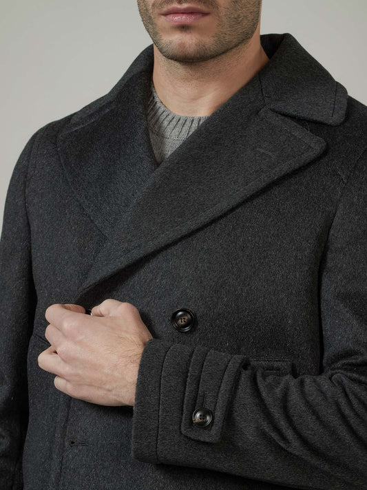 Double-breasted cashmere peacoat - Double-breasted cashmere peacoat alt - 002