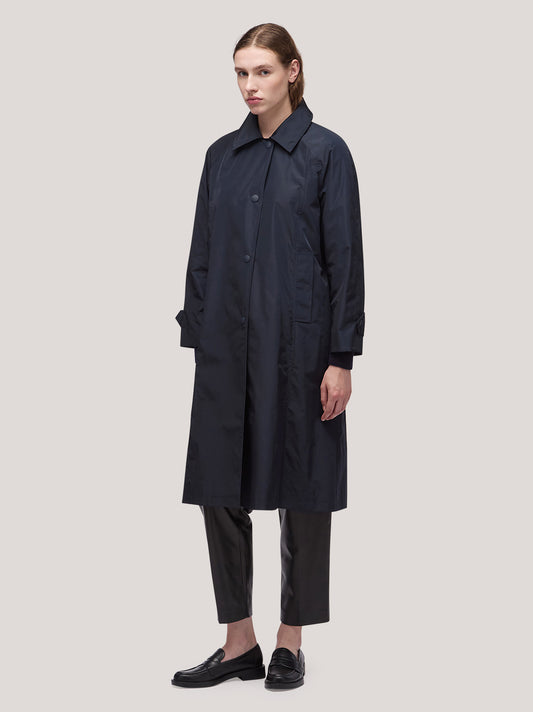Trench donna con collo polo e tasche sui fianchi - Trench donna con collo polo e tasche sui fianchi alt - 002
