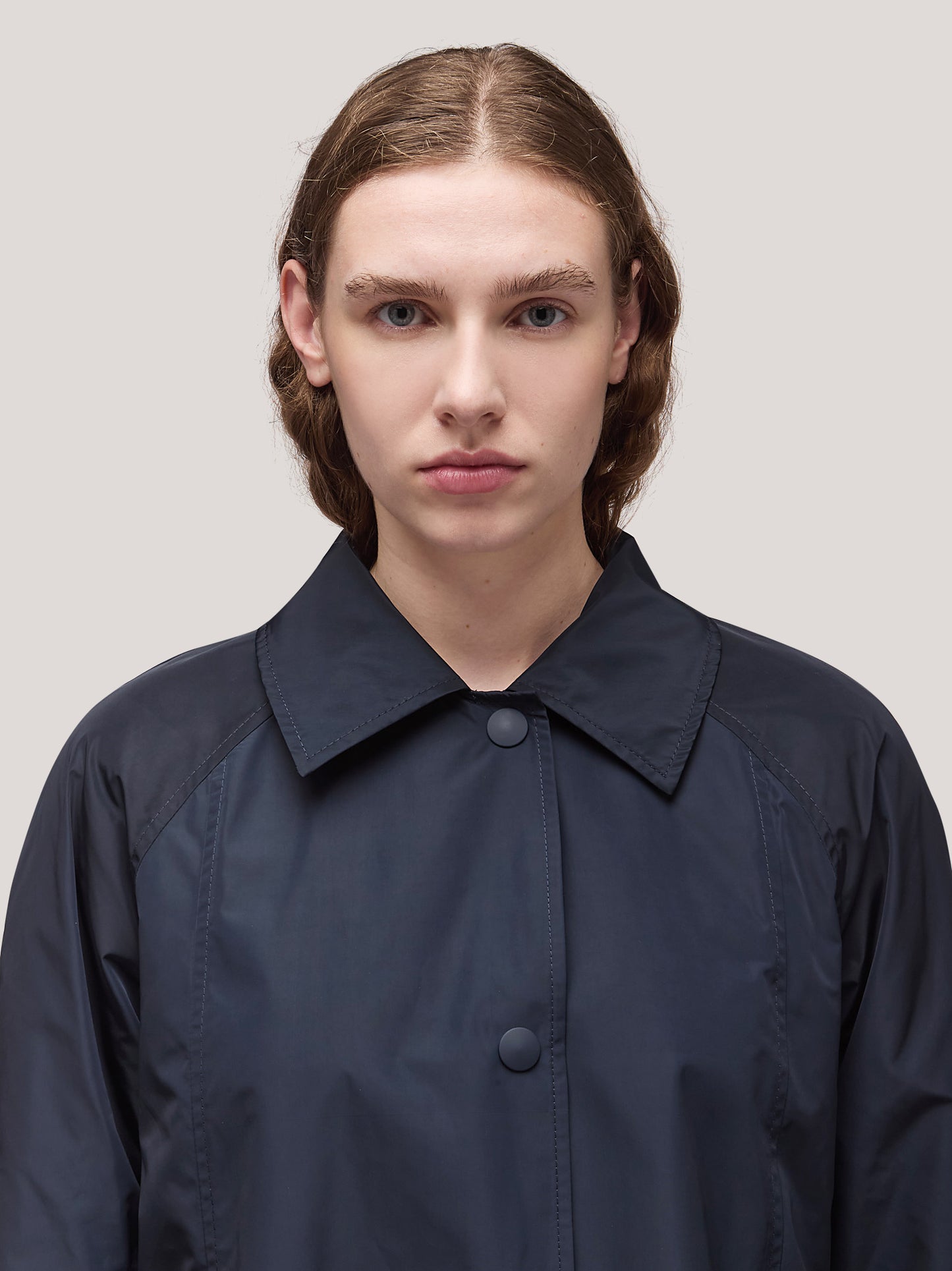 Women's trench coat with polo collar and side pockets blu navy cpa078_f2517a_bl0001 68145591746886