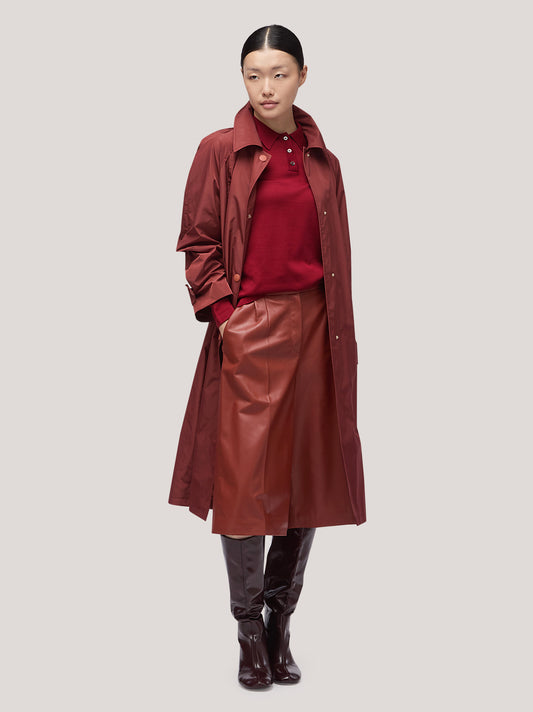 Trench donna con collo polo e tasche sui fianchi rame cpa078_f2517a_ra0001