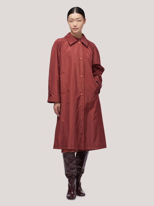 Trench donna con collo polo e tasche sui fianchi - Trench donna con collo polo e tasche sui fianchi alt - 002