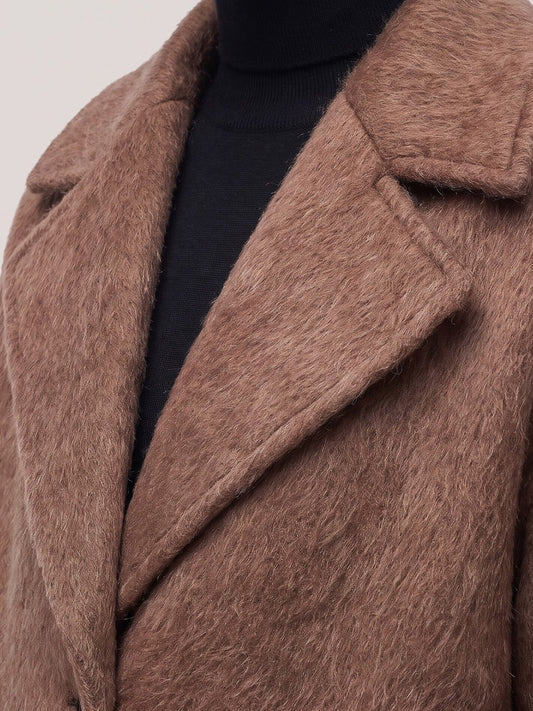 Modern fit single-breasted coat in camel mohair - Modern fit single-breasted coat in camel mohair alt - 002