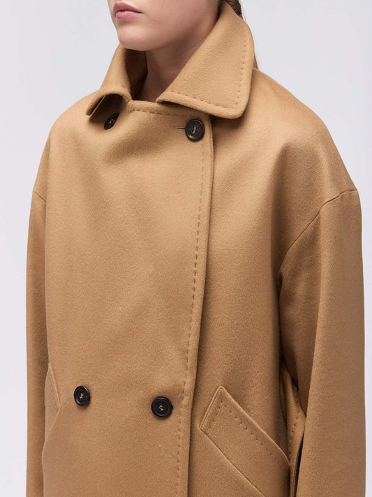 Cappotto in lana cashmere doppio petto con rever - Cappotto in lana cashmere doppio petto con rever alt - 002