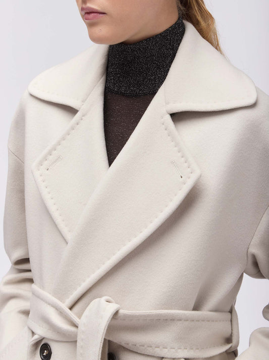 Cappotto in lana cashmere doppio petto con rever - Cappotto in lana cashmere doppio petto con rever alt - 002