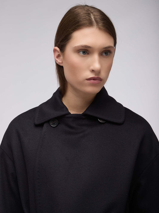 Cappotto in lana cashmere doppio petto con rever - Cappotto in lana cashmere doppio petto con rever alt - 002