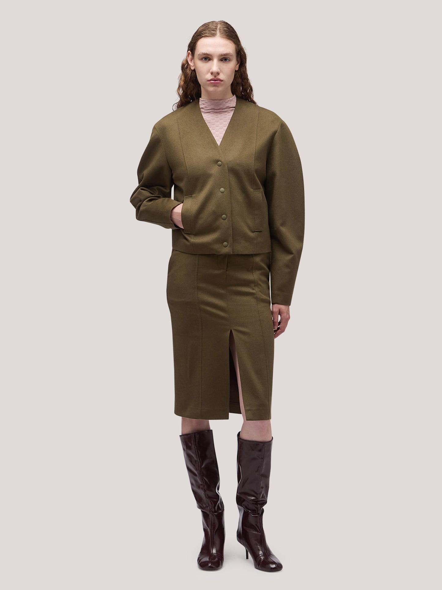 Giacca donna crop in flanella militare gam045_f2513a_mi0001 68145415029062