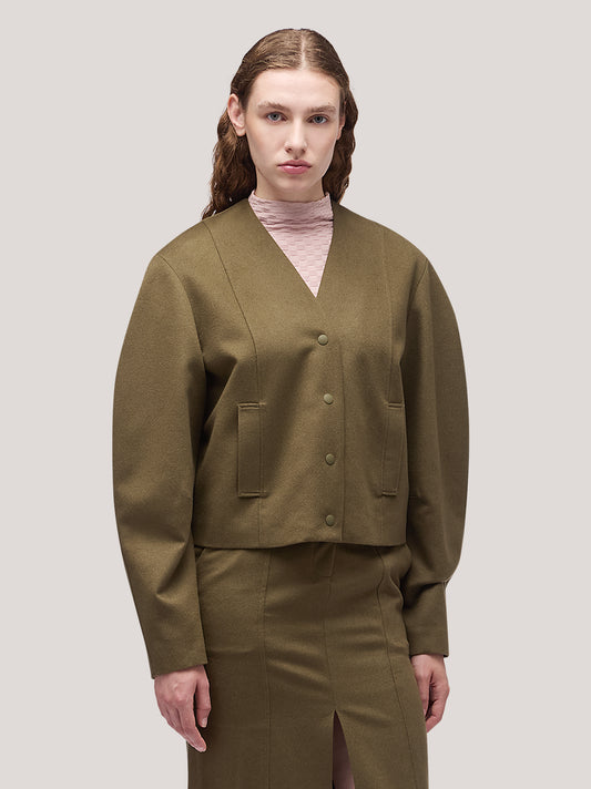 Giacca donna crop in flanella - Giacca donna crop in flanella alt - 002