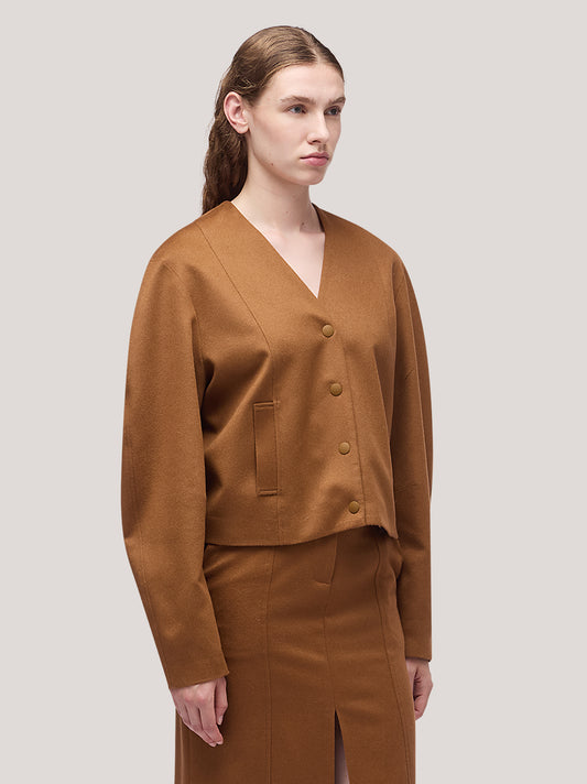 Giacca donna crop in flanella - Giacca donna crop in flanella alt - 002