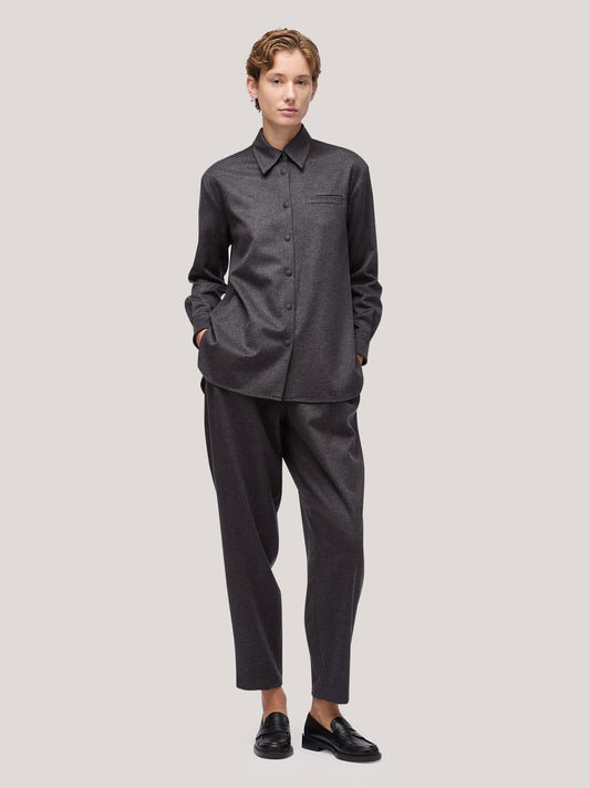 Giacca/camicia donna oversize in flanella antracite gam046_f2513a_an0001