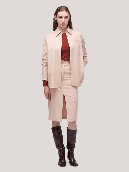 Giacca/camicia donna oversize in flanella cipria gam046_f2513a_ci0001