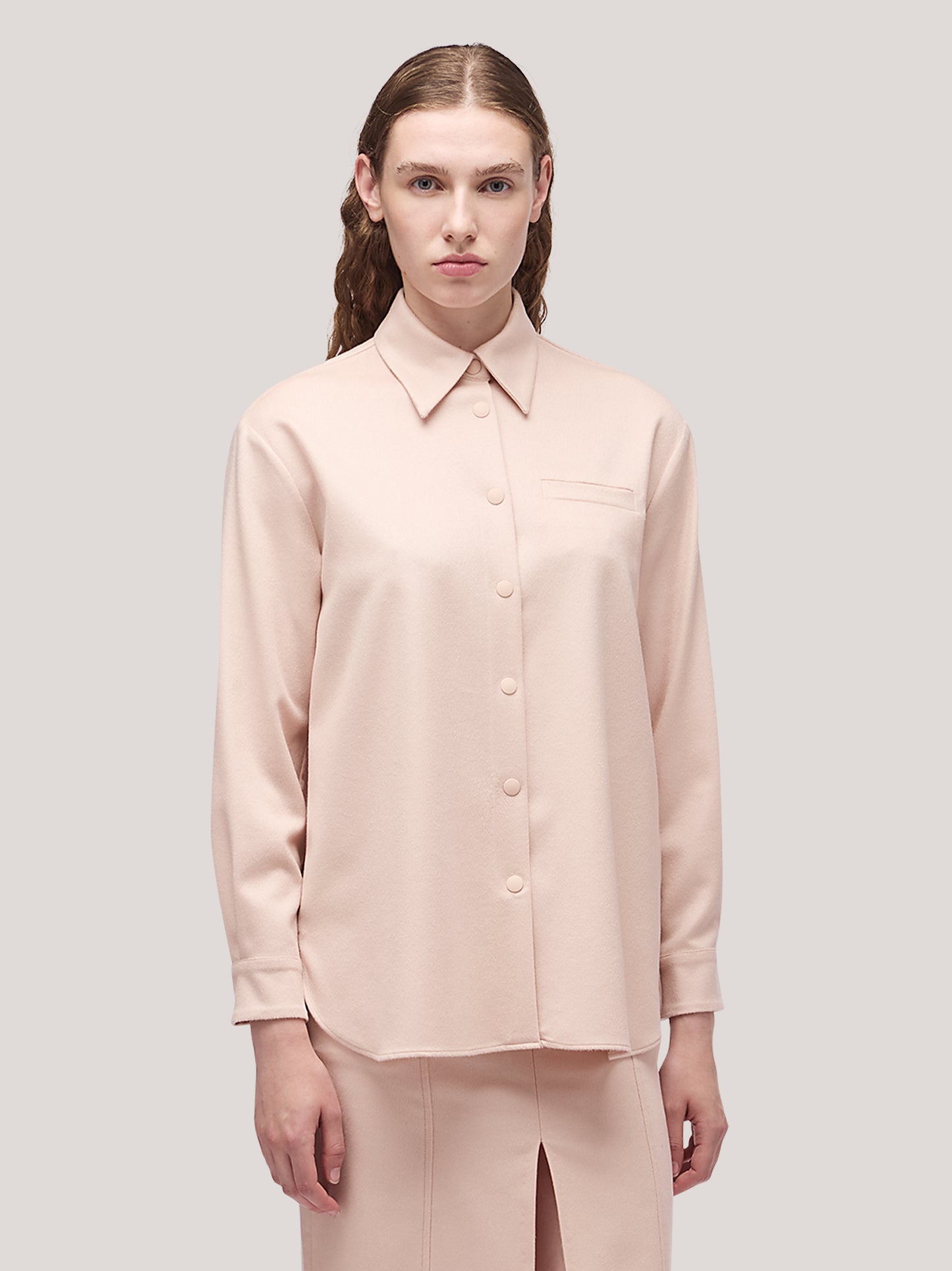 Giacca/camicia donna oversize in flanella cipria gam046_f2513a_ci0001 68145373282630