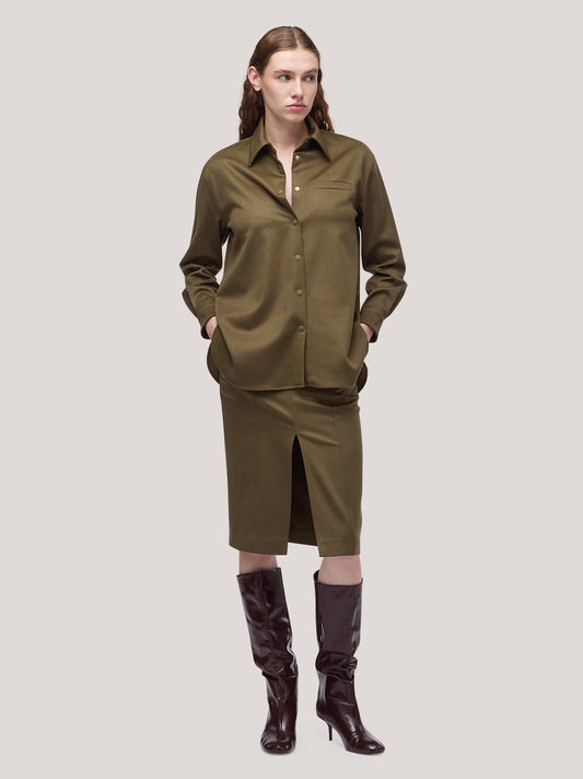 Giacca/camicia donna oversize in flanella militare gam046_f2513a_mi0001