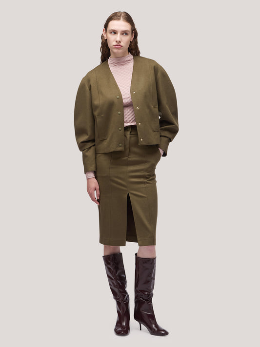 Gonna con spacco sul davanti in flanella militare gon067_f2513a_mi0001