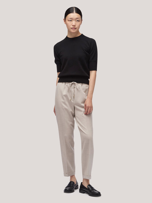 Pantalone donna in flanella con coulisse gesso pam001_25_f2519a_ges001