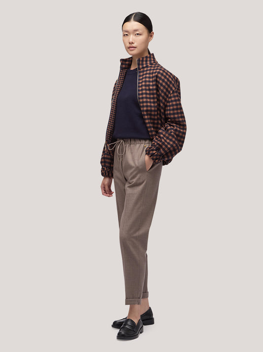 Pantalone donna in flanella con coulisse tortora pam001_25_f2519a_tor001