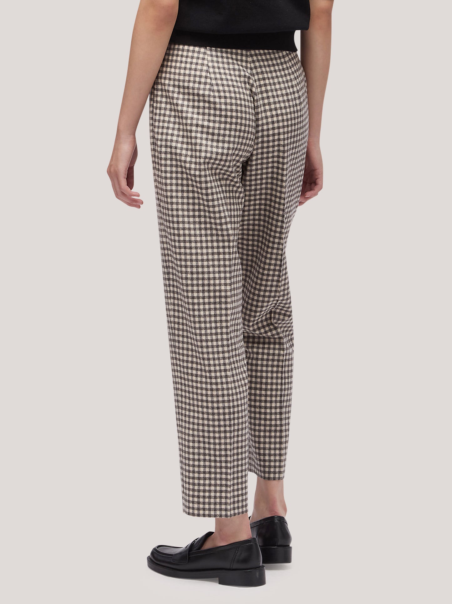 Women's slim-fit trousers in small checked gingham nero/bianco pam187_f2512b_bw0001 68145201021254
