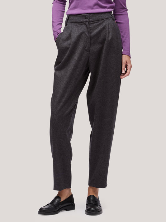 Pantalone donna a uovo in flanella - Pantalone donna a uovo in flanella alt - 002